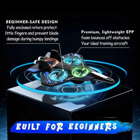 Foam Remote Control Airplane With Lights For Kids And Adults Blue Body No Fuss Beginner Friendly RC Plane 360 Degree Flip