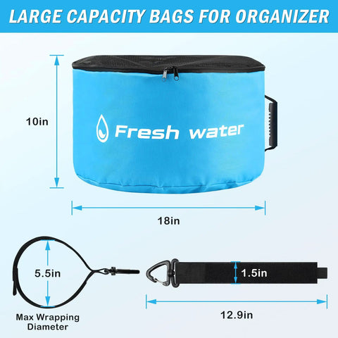 5 Pack RV Sewer Hose Storage Bags With Visible Covers And Two Way Zippers Waterproof Utility Organizer for Fresh Water