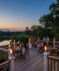 Built In Torch Holder For Tiki Torches On Your Deck Tool Free Click On Installation Wind Resistant Secure Fit Lets You Run Ambient Lighting