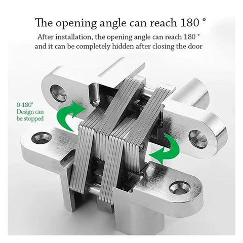 Concealed Cross Hinges For Folding Doors 180 Degree Zinc Alloy Invisible Hinge Set Durable Hidden Door Hardware 13 60mm