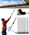13 Foot Reach Gutter Cleaning Tool With No Ladder Needed Adjustable Pole 180 Degree Pivot Head Replaceable Brush And Shovel