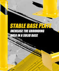 Keep Your Spot Secure With Rock Solid 42 Inch Steel Safety Bollards 4.5 Inch Diameter High Visibility Yellow Parking Barrier Posts Built For Tough Driveway Traffic Control 3 Pack with stable base plate.