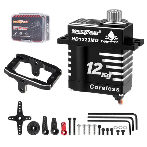 Waterproof Beefy 12kg High Torque TRX4M Servo With Aluminum Shell Coreless Motor, Metal Gear Digital Steering Kit