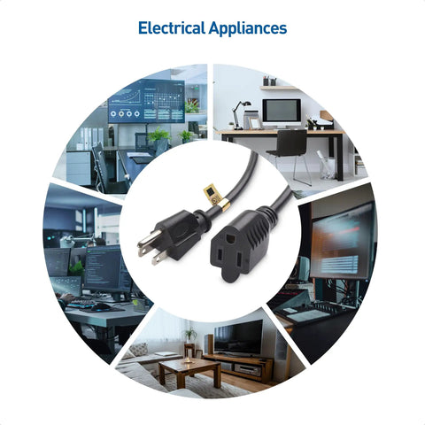 ETL Listed 2 Pack 16 AWG Heavy Duty 13A Power Extension Cords 6 Foot Long showing electrical appliances in home and office settings