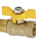 Heavy Duty Brass G1/2 Male Thread Ball Valve To Gas Shut Off Control locks tight with yellow handle for plumbing tasks.