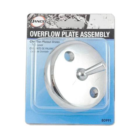 Chrome Bathtub Overflow Plate With Trip Lever Replacement For 2 Inch Tub Drain Easy Install 80991 in retail package