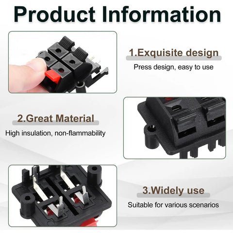 4 Way Spring Terminal Clip Push Release Connector Plate Jack Socket Speaker Terminal Strip Block Test Clip WP4-03B 2 Pieces
