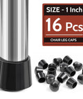 Heavy Duty One Inch Rubber Chair Leg Caps With Total Game Changer Floor Protectors For Dining Table Furniture 16 Pack, featuring black rubber caps.