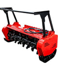 Red 60 Inch Hydraulic Forestry Mulcher Attachment For Skid Steer Loaders, Beefed Up Heavy Duty Land Clearing Tool For Brush Cutting
