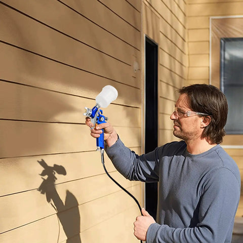 Pro Grade Hvlp Air Paint Sprayer With Sharp 0.8 Mm Nozzle And Spacious 125 Cc Gravity Feed Cup in use for home reno project.