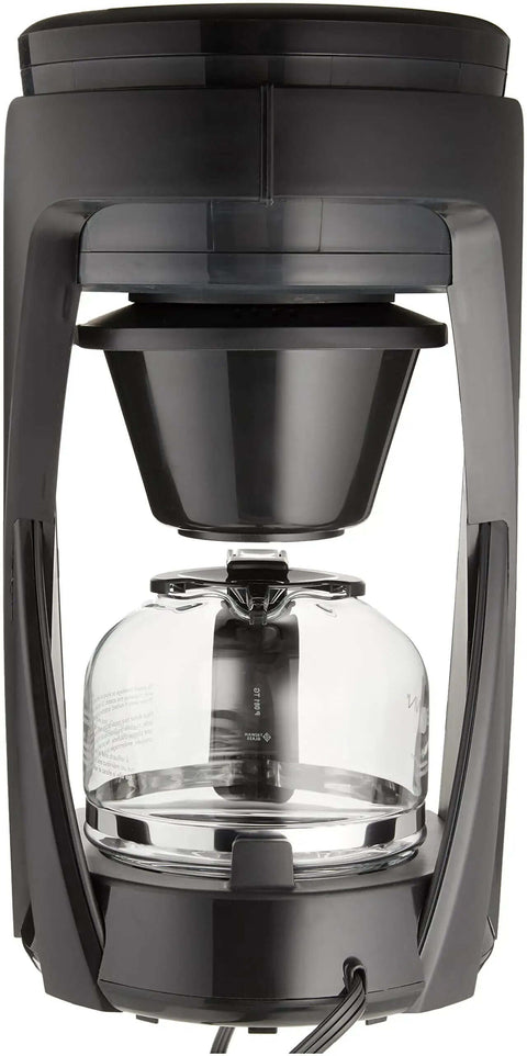 Heat N Brew 10 Cup Programmable Coffee Maker With Stainless Steel Finish, Even Brew Showerhead, front view with carafe