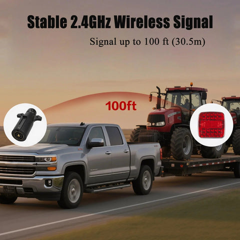 Magnetic wireless trailer tail light kit; red LED taillight for 12V trailers, IP67 waterproof