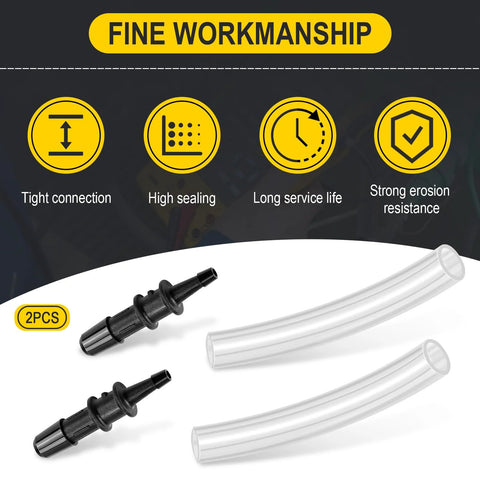 Front view: Amazon manometer adapters, 3/16–5/16 in, 2 black fittings with clear tubing, 2-pack for gas valves