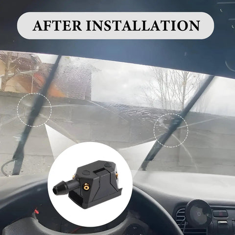4 Pack Front Windshield Washer Nozzles With 4 Hole Spray Jets Arm Mounted Wiper Sprayer After Installation View