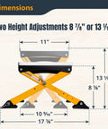 Heavy Duty Folding Router Table Stand With Adjustable Height Workstation Base For Trim Routers Wall Mount Ready Fast Install showing two height adjustments of 8 7/8" and 13 1/16".