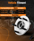 Heavy Duty Front Wheel Bearing And Hub Assembly For Ram 1500 2012-2018 And 2019-2022 Classic, 5 Lug, With ABS, Direct Fit OE Replacement 515151