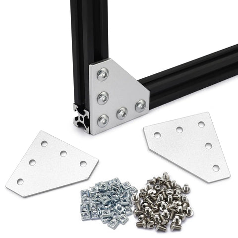 Sturdy Built To Last 2020 Aluminum Extrusion Connector Set With 5 Hole T Shape Joint Plates M5 Nuts And Screws Wrench Included For 2020 Series Aluminum Profile DIY 3D Printer Frame Build, 2020 frame corner kit