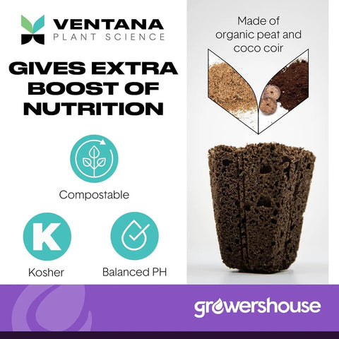 Hydroponic Seed Starter Plugs 50 Pack For Quick Rooting And Growth, Plant Seedlings Clones And Cuttings In Organic Soil Mix