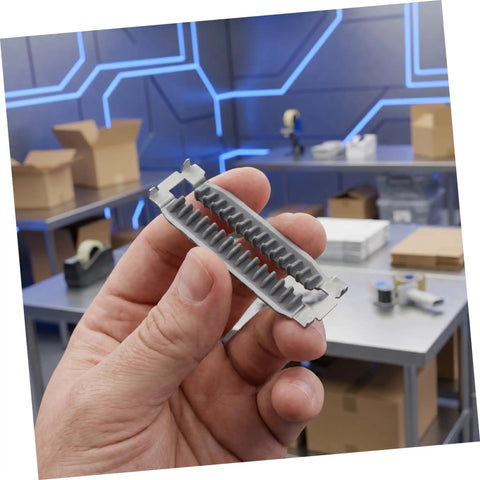 Hand holding Automatic Tape Cutter Baffle Plate Replacement For Tape Dispensers Universal Compatibility Spare Part For Packaging And Shipping Tasks Easy Install Reduces Manual Adjustments And Downtime Craft And Shipping Tape Ready