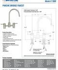 Classic Bridge Kitchen Faucet Suite In Matte Antique Pewter Finish Four Hole Deckplate Assembly With Dual Cross Handles For Country Home Decor Solid Build Legit Top Tier Design Smooth Operation No Fuss Quick Setup schematic with dimensions and features.