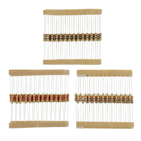 Rock Solid Carbon Film Resistor Assortment Kit Packing 1000 Pieces In 25 Key Ranges From 1 Ohm Up To 1 Mega Ohm With Half Watt Capacity And 5 Percent Precision showing various grouped resistors.