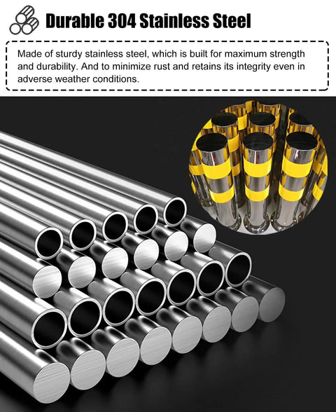 Durable 304 Stainless Steel tubes showing strength and rust resistance for Tough As Nails 304 Stainless Steel Safety Bollard Post.