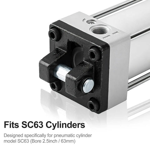 Close-up of Foot Flange Mount Bracket for 63mm Bore SC Series Pneumatic Cylinders Double Ear Type With 4 Mounting Screws