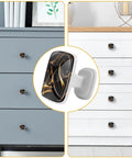 Abstract Marble Fluid Art Black Gold Drawer Handles 4 Pack Glass ABS Cabinet Pulls on blue and white cabinets