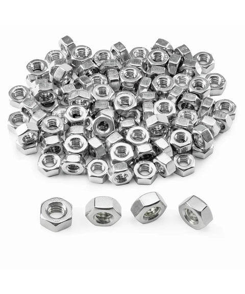 100 Pack Stainless Steel 1/4-20 Hex Nuts For SAE Fasteners, Heavy-Duty Rust Resistant Hardware For Bolts, Screws, Machinery