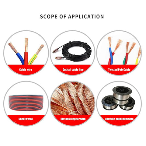 Heavy Duty Electrician Wire Stripper Tools With Built In Voltage Tester And Crimping Pliers Ergonomic Folding Design For Stripping And Cutting Electrical Wires, showcasing various cables and wires.