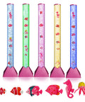 Bubble Floor Lamp With 7 Color Changing LED Mood Lights For Sensory Rooms Dope Ocean Vibe Water Tube Night Light 90cm Tall Golden Rose Base Cozy Gift For Kids Teens And Adults in different color tubes with fish inside