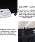 Super Sized 22500 BTU per Hour Portable Air Conditioner Built Heavy Duty For Mechanic Shops And Warehouses To Crush Summer Heat Smooth Without Breaking Sweat Delivers Serious Spot Cooling Exactly Where You Need It Today water tank and filter screen details.