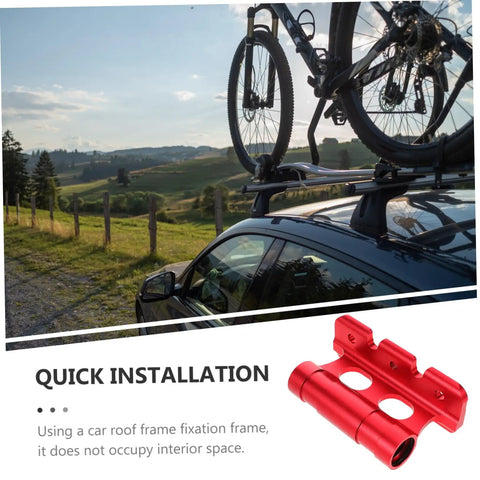 Fork Mount Bracket For Car Roof Racks With Quick Release Easy Install, red color, secures bicycle during transport on road.