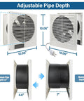 8 Inch In Wall Vent Fan For Room To Room Air Transfer, 10 Speed Remote Control, Two Way Reversible Airflow, Adjustable Depth