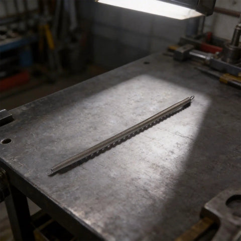 Durable Manual PVC Wire Tube Spring Bender Tool For Smooth Pipe Bending On 16Mm To 32Mm Conduit on a workbench surface.