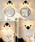 TODOLUZ 2-Light Clear Ribbed Glass Wall Sconce Lighting, Modern Farmhouse Bathroom Vanity Lighting Over Mirror for Kitchen Hallway Living Room, E26 Bulb Base, showcasing wall sconce with ribbed glass shades and mirrors.