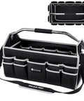Built Tough 16 Inch Tool Bag For Men With Open Top Design Foldable Tool Tote Carrier Electrician Grade With 22 Pockets