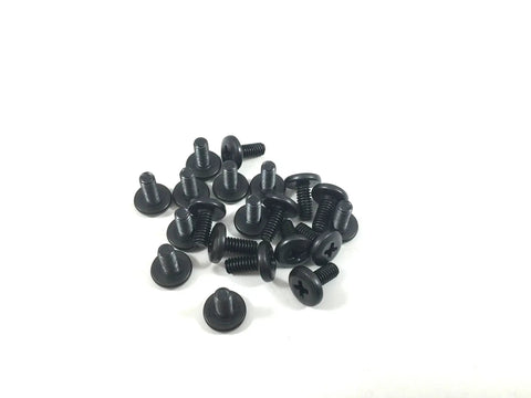 Tough As Nails Black Oxide Coated Steel Machine Screws 20 Pack 8-32 Phillips Head 3/8 Inch Length arranged on a white background.