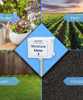 15 Inch Garden And Compost Moisture Meter With Stainless Steel Stem Long Probe For Soil Plant Lawn Farm Use, mounted display