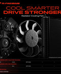 Heavy Duty Engine Radiator Cooling Fan Assembly With Embedded Control Module For Hyundai Ioniq Plus Kia Niro Vehicles 2017 To 2022 No Sweat Bolt On Swap displayed with black background.