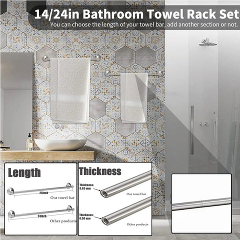 Must-Have 8-Piece Bathroom Hardware Set In Brushed Nickel, Includes 14/24 Inch Towel Bar, bathroom wall accessories display