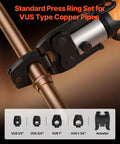 ProPress 5-Piece Pressing Kit with ring set and actuator shown on copper piping
