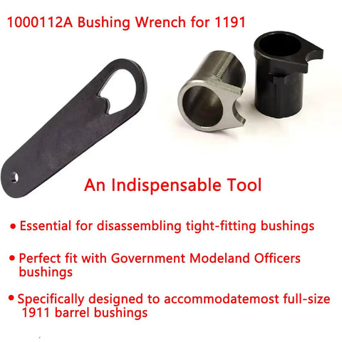 Dense Polymer Barrel Bushing Wrench For 1911 Pistols Set Of 2, Durable Non Abrasive Tool For 45 ACP And 9mm Calibers, Gun Maintenance Accessory, Easy Fit And Quick Disassembly. Black 1911 bushing wrench set with metal and polymer pieces