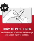 Diagram showing how to peel liner from Heavyweight Picture Hanging Strips 20 lb X Large, 16 Strips For Frames Up To 24 By 36 Inches.