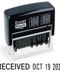 Workhorse Self Inking Date Stamp With Twelve Rotatable Bands For Paid Received Posted Scanned Shipped Void Verified And Full Year Setup Built To Last For Busy Office Crews, showing Received imprint.