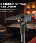 2 Pack Desk Clamp Studio Monitor Stands with Adjustable Tilt and Swivel Mounts for Desktop Speakers, height adjustable