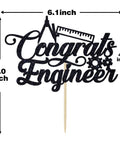 Engineer Graduation Cake Topper For Class Of 2026, Future Engineer Celebration Decor, So Proud Of You Party Decor, Black Glitter Cardstock, Durable Premium Craft, Engineering Grad Cake Decoration
