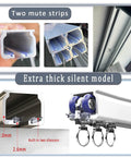 Heavy duty double curtain rail with thick aluminum alloy track delivers smooth, reliable operation for heavy curtains shown with mute strips.