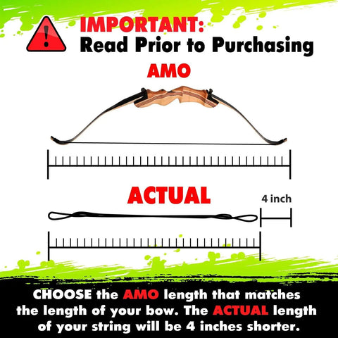 Durable Dacron Bow String Replacement For Archery Recurve And Traditional Longbows, measurement instruction in image