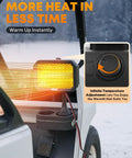 Badass 48V Electric Golf Cart Heater With Infinite Temperature Adjustment And Windproof Carbon Fiber Core, displaying controls and warm light.